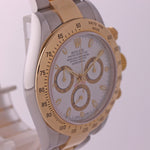 PAPERS Rolex Daytona Cosmograph 116523 White 18k Yellow Gold Steel TwoTone Watch N8