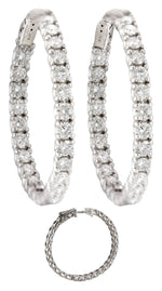 Stunning Ladies Modern 14K White Gold 4.92ctw Inside-Out Diamond Hoop Earrings