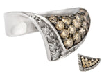 Ladies Modernist 14K White Gold 1.10ctw Champagne Diamond Cocktail Ring