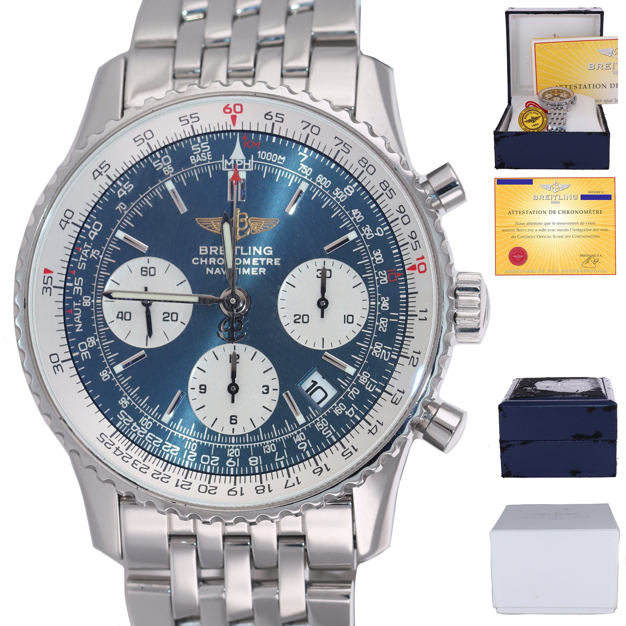 MINT PAPERS Breitling Navitimer Chronograph 42mm Blue Dial A23322 Date
