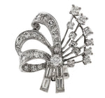 Ladies Vintage Estate Platinum 1.56ct Diamond Ribbon Bow Clip On Earrings
