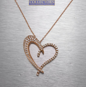 Sonia B. 14K 585 Rose Gold 1.64ctw Diamond Open Heart 18.00" Pendant Necklace