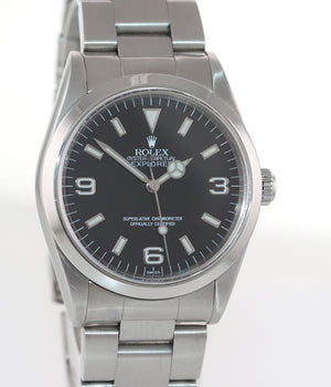 MINT Rolex Explorer I Black 36mm 14270 Steel Black Swiss Only Arabic Dial Watch