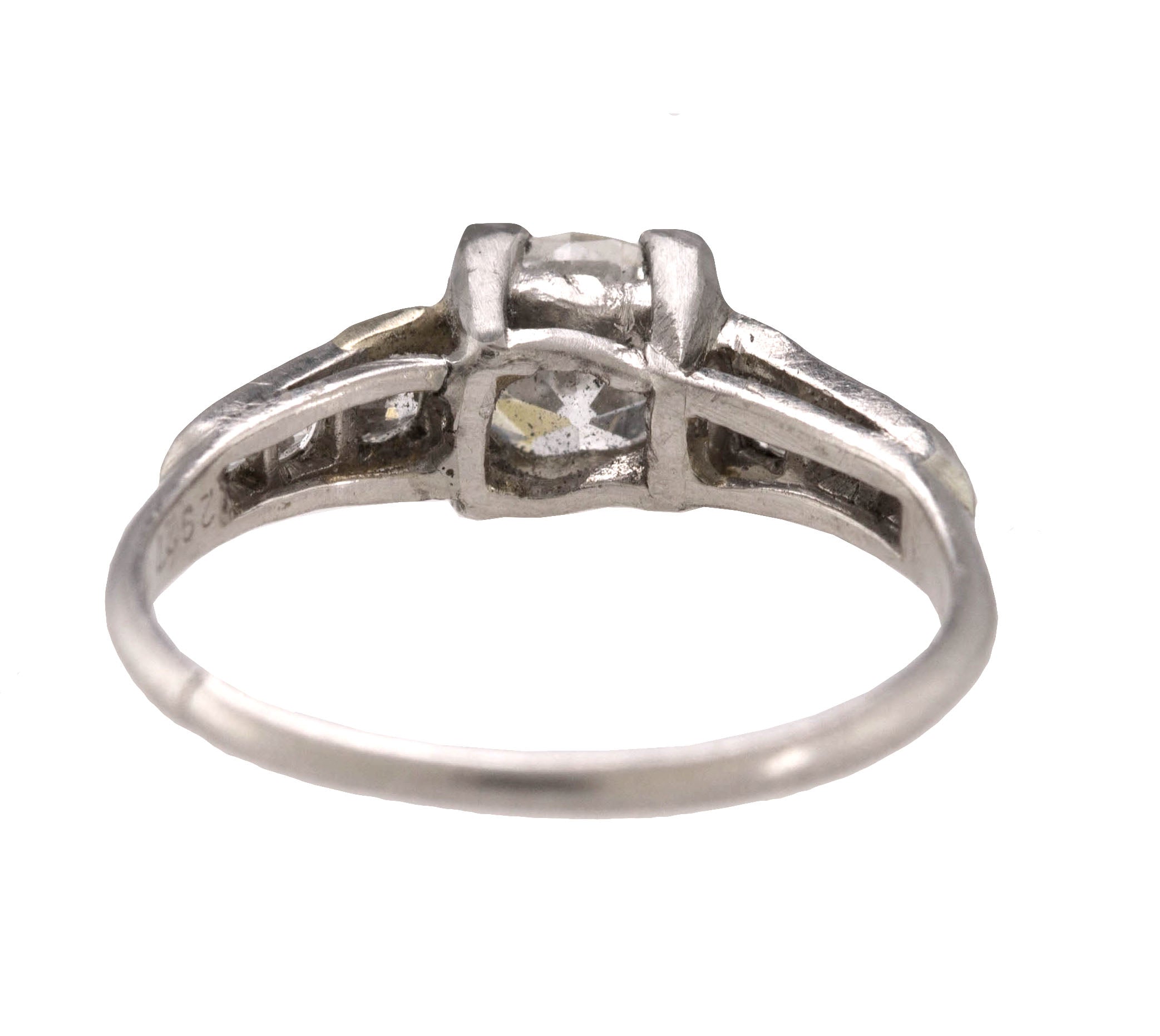 Antique Platinum 0.80 CT Transition Round Brilliant Diamond Engagement Ring EGL