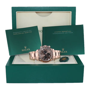 NEW 2021 Rolex Daytona Rose Gold Chocolate Stick Dial 116505 Chrono Watch Box