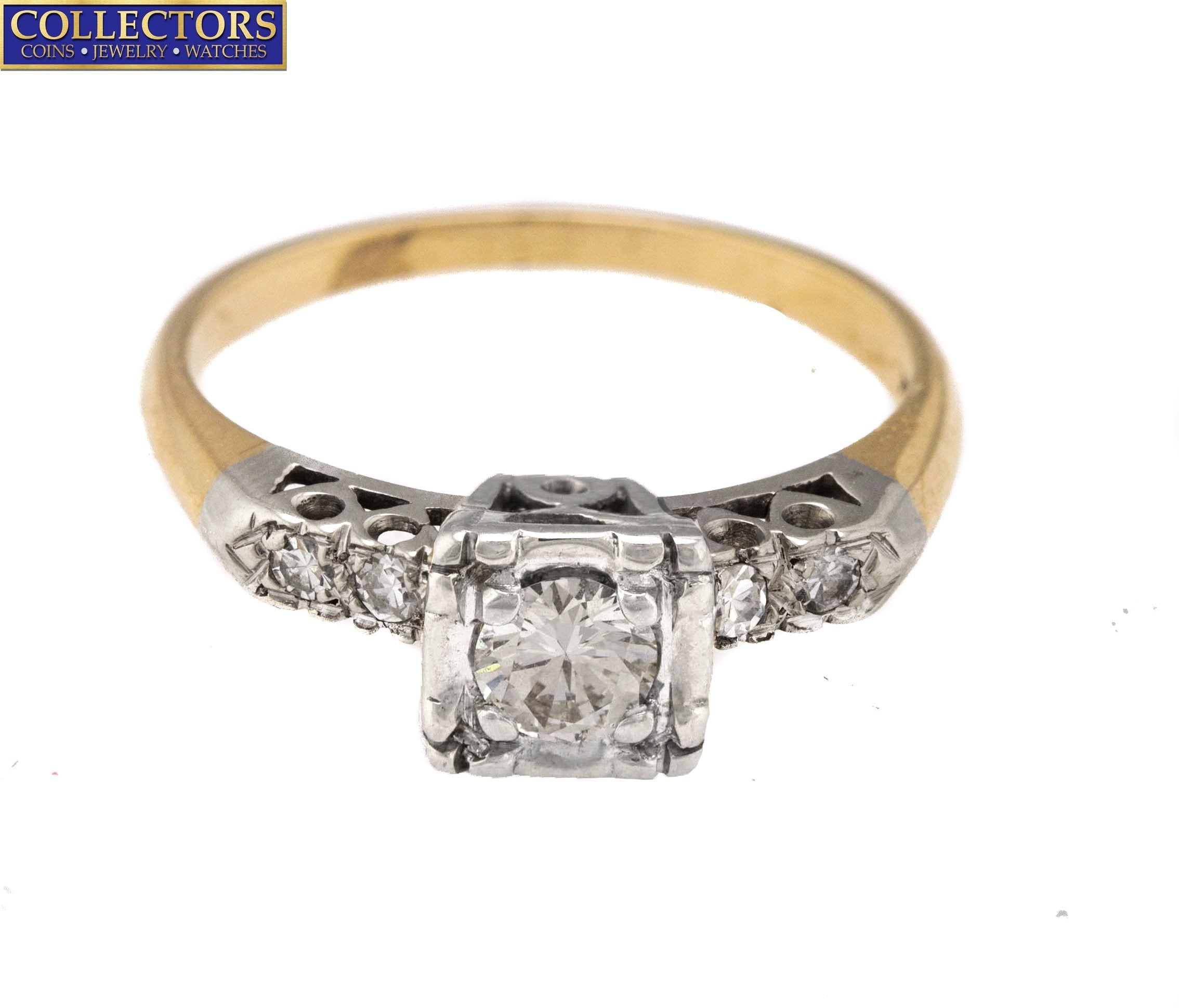 Ladies 14K White/Yellow Gold 0.28CT Transition Round Cut Diamond Engagement Ring