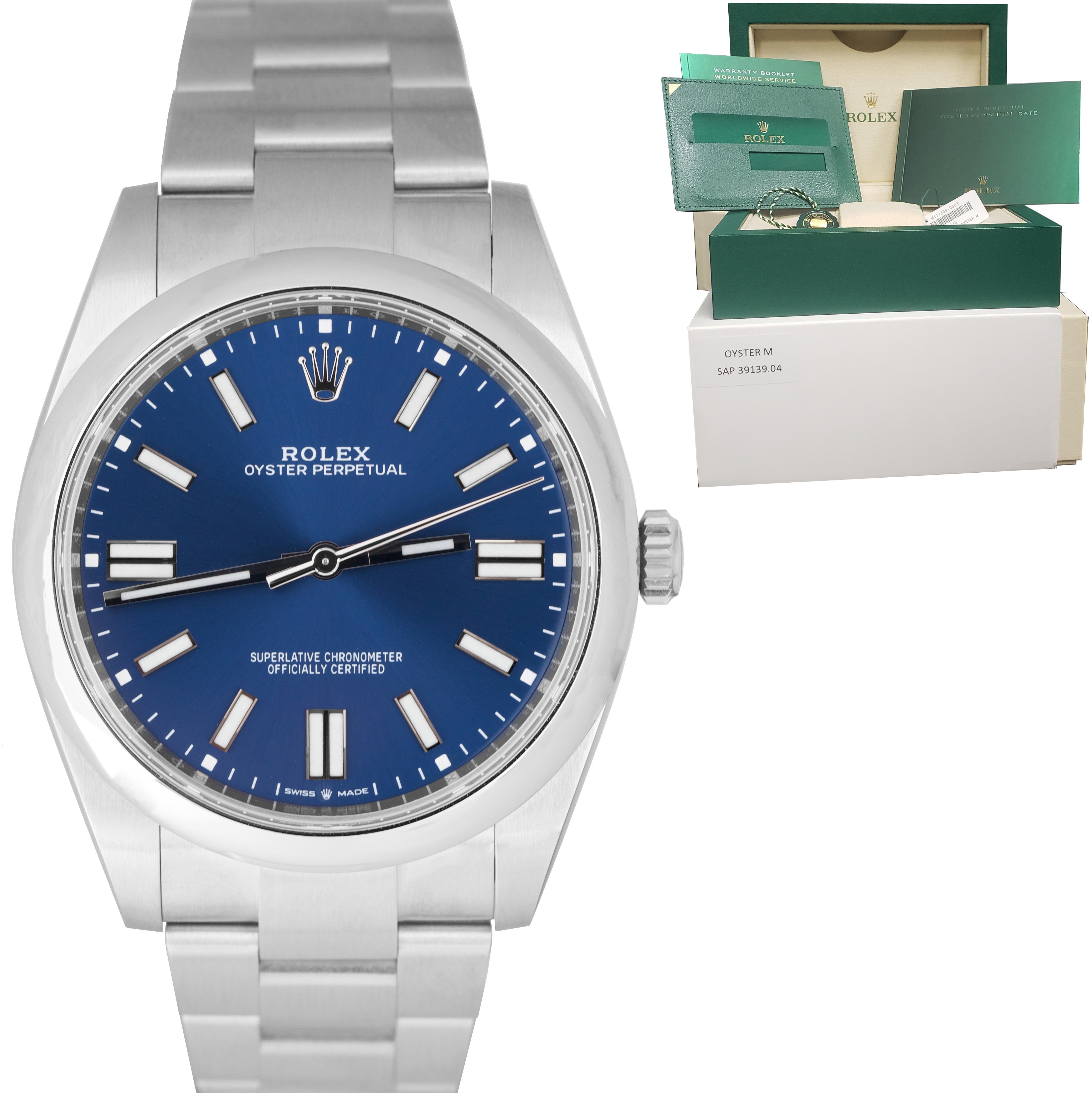 BRAND NEW 2020 Rolex Oyster Perpetual 41mm BLUE Stainless Oyster Watch 124300