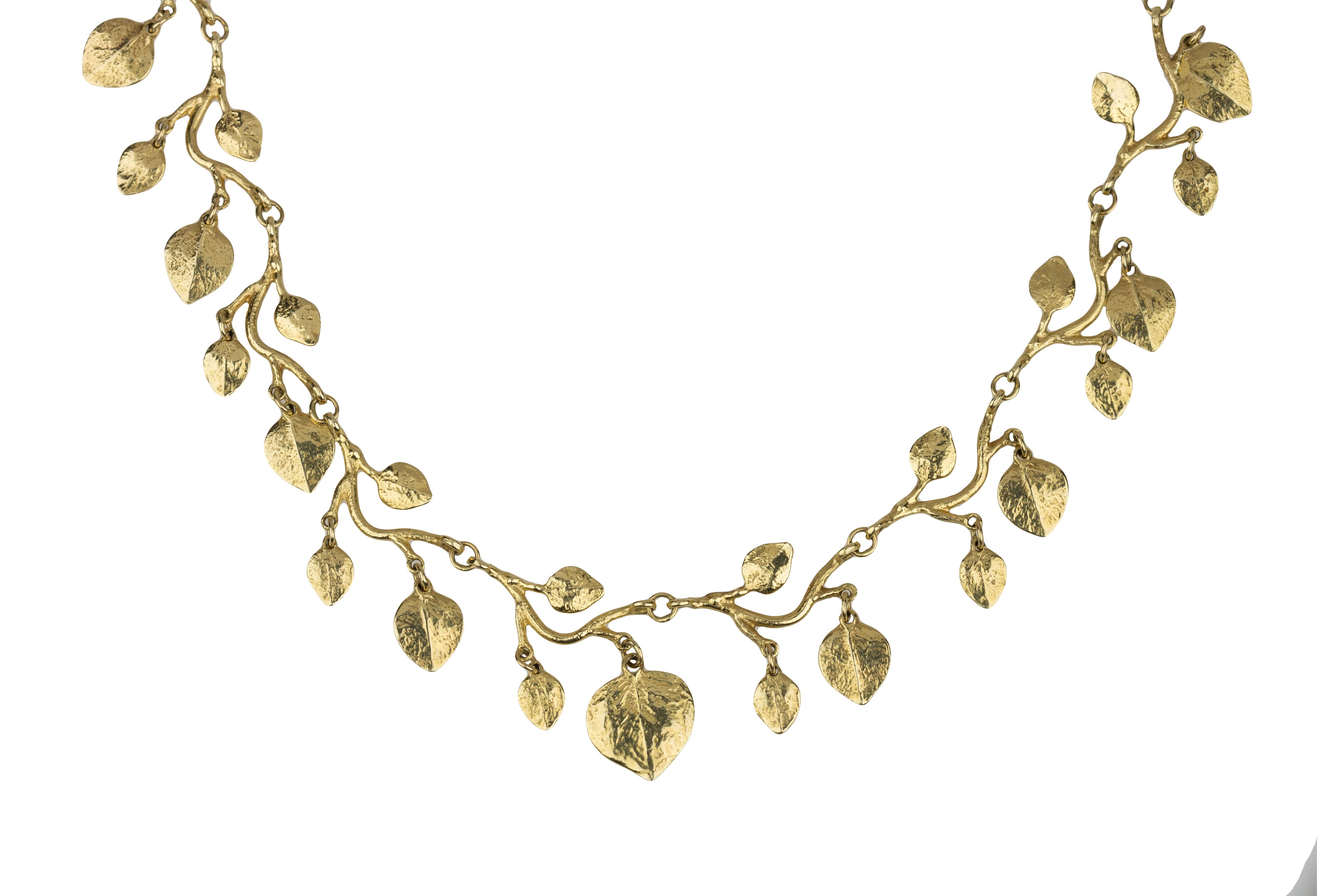 Women's Vintage Estate 14K Yellow Gold Floral Vine Leaf Dangle 19.00" Necklace