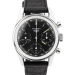 Vintage Heuer Carrera Black Chronograph Patina Stainless Steel 36mm Watch