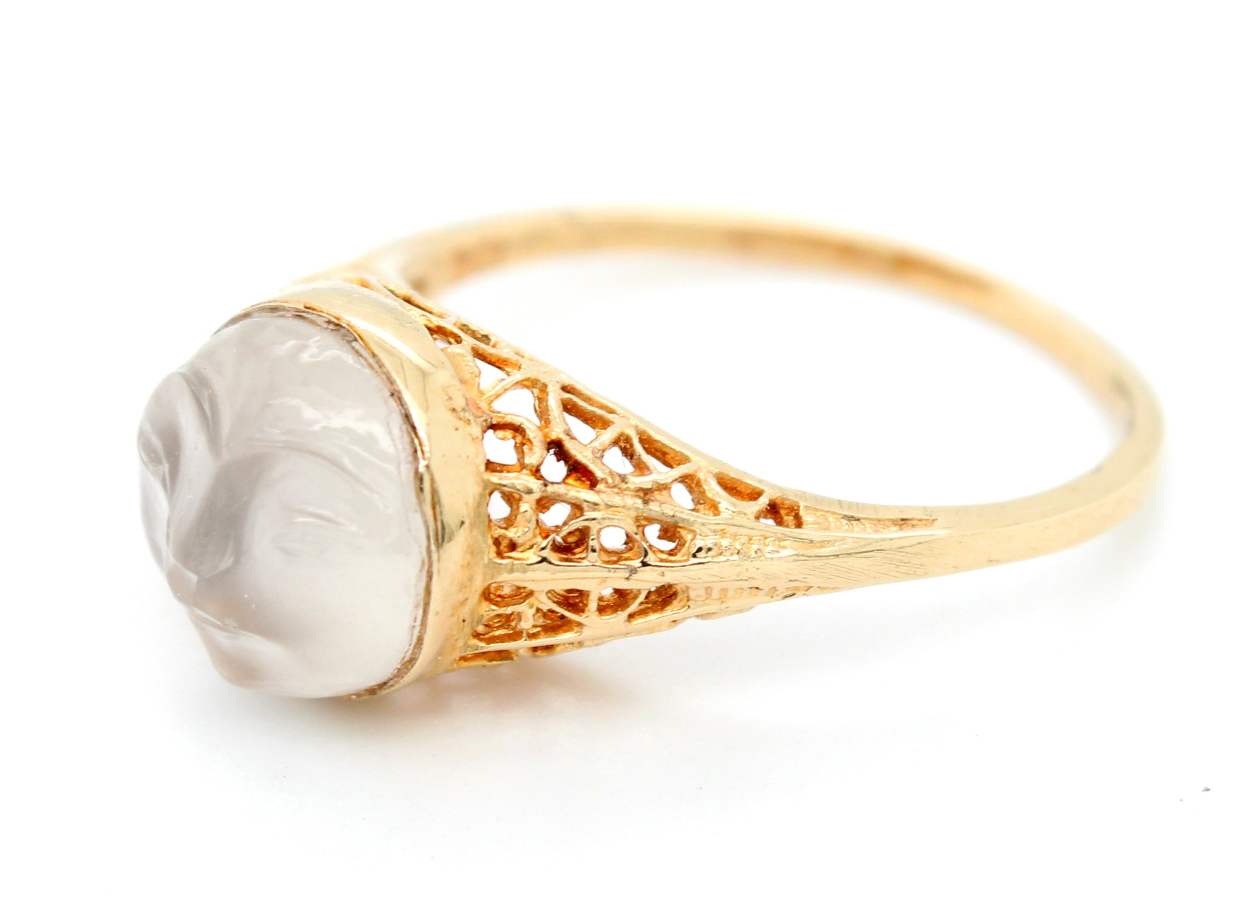 Vintage 2.25ct Moonstone Face Ring in 18k Yellow Gold - Size 6.75