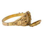 1870's Vintage Americana 14K Yellow Gold American Eagle Locket Bangle Bracelet