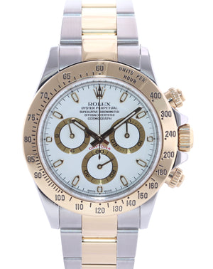2015 Rolex Daytona 116523 Chronograph White Steel Yellow Gold Two Tone Watch Box