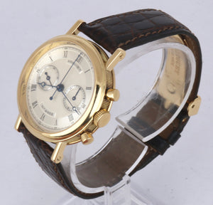 MINT Breguet Classique Chronograph 18K Yellow Gold 3237 36mm Silver Dial Watch
