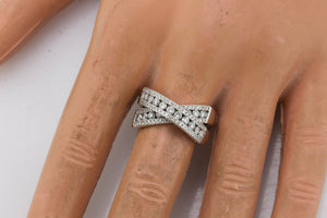 Exquisite Ladies 14K White Gold 1.76ctw Diamond Crossover "X" Cocktail Ring