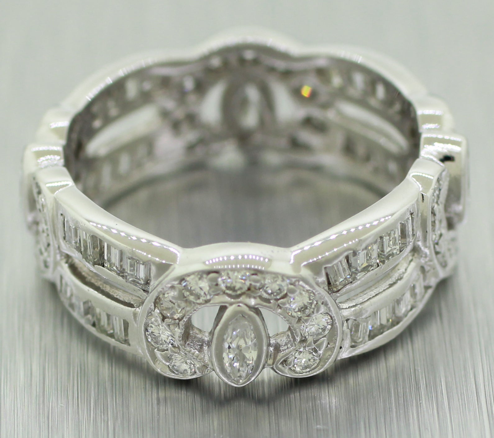 Vintage Estate 18k Solid White Gold 1.28ctw Diamond Eternity Band Ring | Size 7