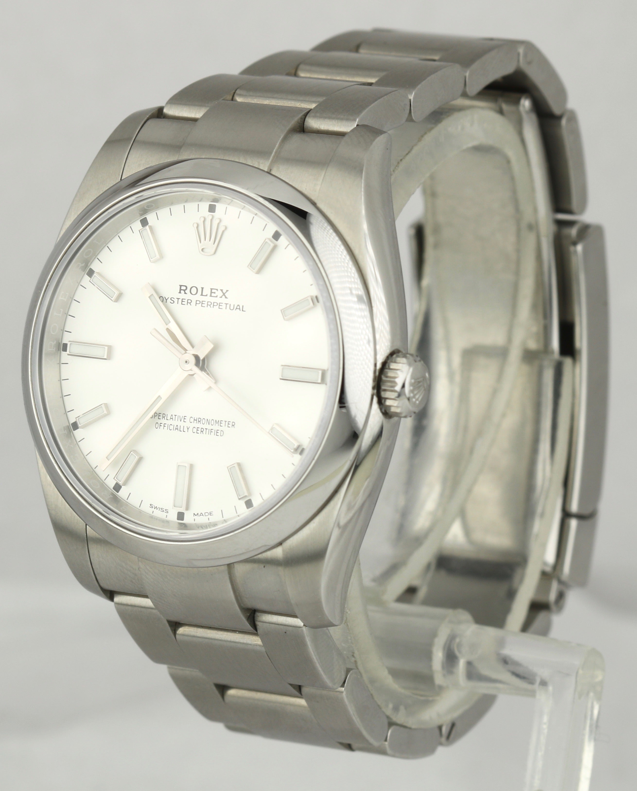 Rolex Oyster Perpetual Silver Dial Stainless Steel 34mm Oyster Watch 114200