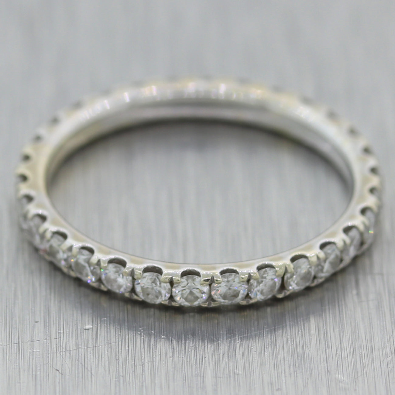 Modern 14k White Gold 1.15ctw Diamond Eternity Wedding Band Ring