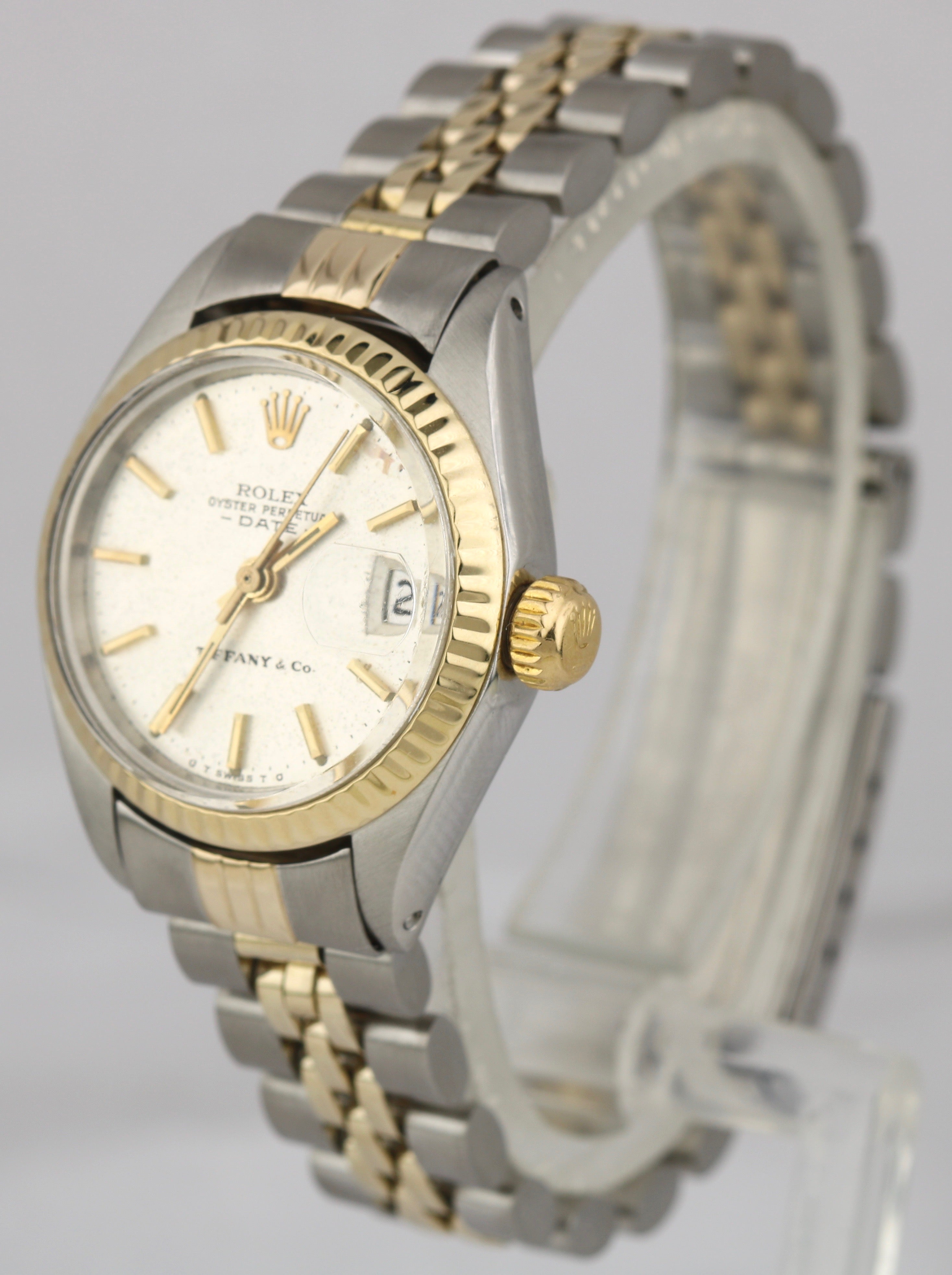 Ladies Rolex DateJust 6917 Gold Tiffany & Co Stamp Silver 26mm Jubilee Watch