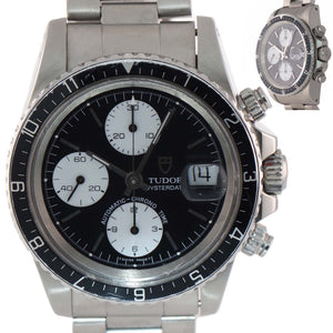 Tudor Oysterdate Big Block Chronograph Black Panda 40mm 79170 Steel Date Watch