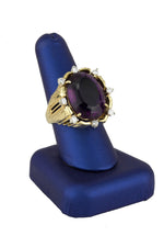 Women's Modernist 18K Yellow Gold 22x17mm Oval Amethyst Diamond Cocktail Ring