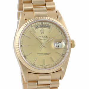 Rolex President 36mm Champagne Double Quickset 18K Yellow Gold Watch 18238