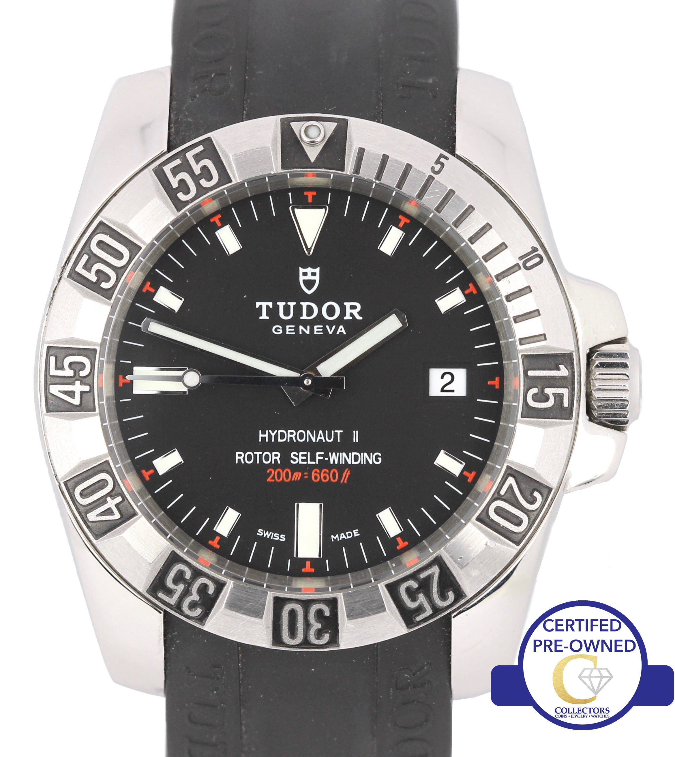Tudor Hydronaut II Automatic Black 40mm 20040 Rubber Dive Date Swiss Watch