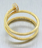 Modern 18k Solid Yellow Gold 0.15ctw Diamond Inspired Nail Spiral Ring Size 7.75