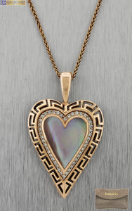 Ladies Kabana 14K Rose Gold Pink Mother of Pearl Heart 0.44ctw Diamond Necklace