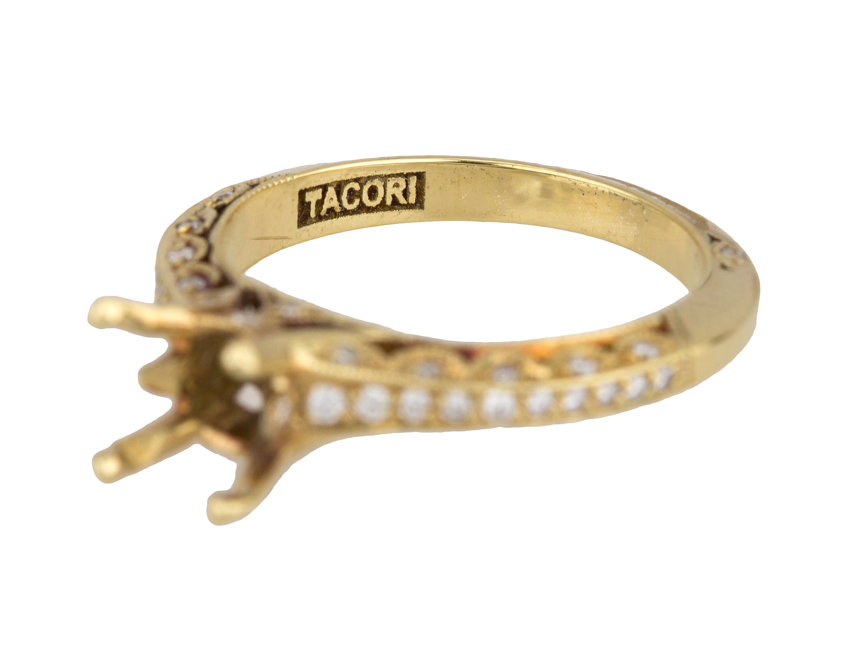 Women's Tacori 18K Yellow Gold 0.25ctw Pave Diamond Engagement Ring Mounting