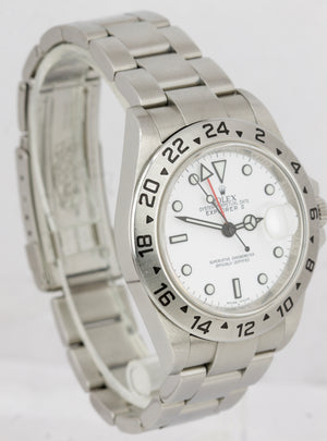 Rolex Explorer II UNPOLISHED ENGRAVED REHAUT 3186 White Steel 40mm Watch 16570 T