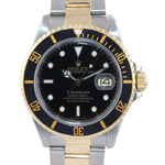 MINT Rolex Submariner Date 16613 Two Tone 18k Yellow Gold Black 40mm Watch