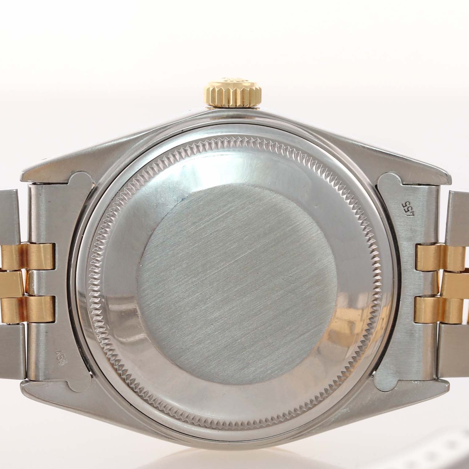 Blue Rolex DateJust 16013 two tone 18k Yellow Gold Steel Fluted Jubilee Watch