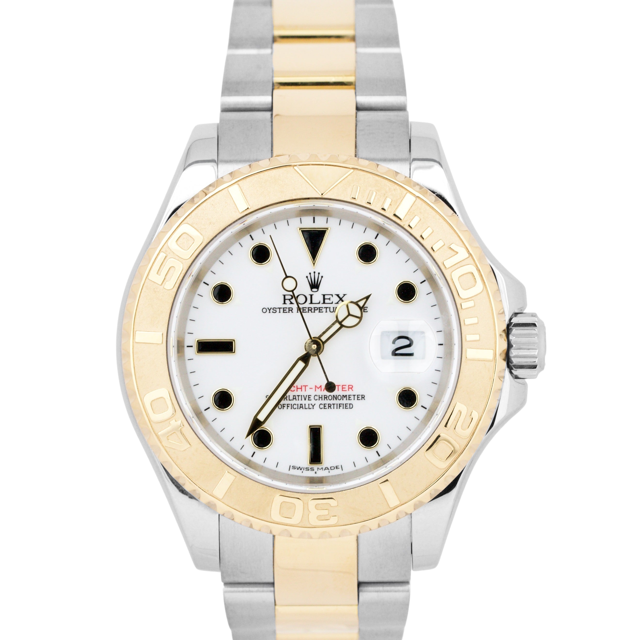 Rolex Yacht-Master 16623 White 18K Two Tone Yellow Gold 40mm Steel Date Watch