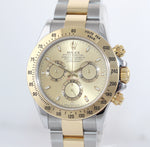 PAPERS Rolex Daytona 116523 Champagne Steel 18k Yellow Gold Two Tone Steel Watch
