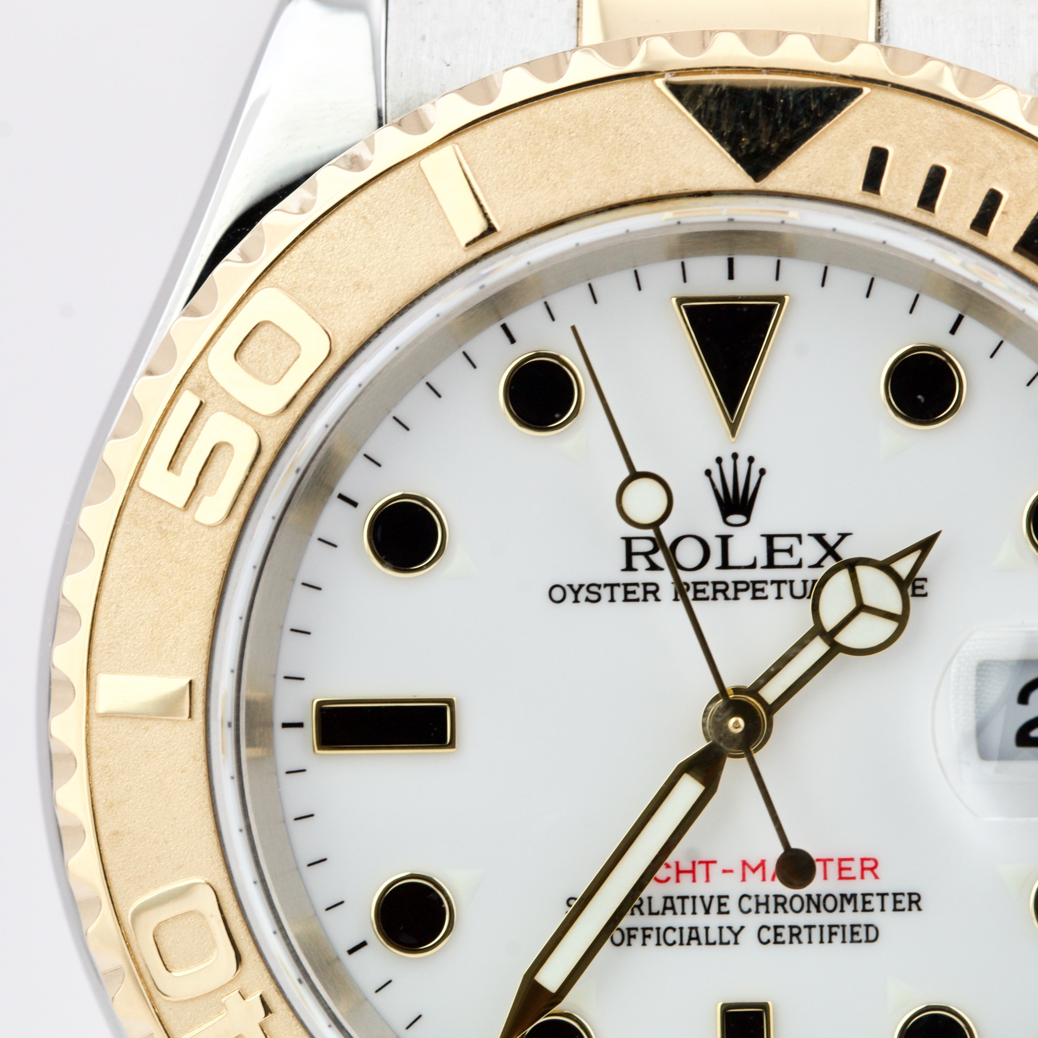 Rolex Yacht-Master 16623 White 18K Two Tone Yellow Gold 40mm Steel Date Watch