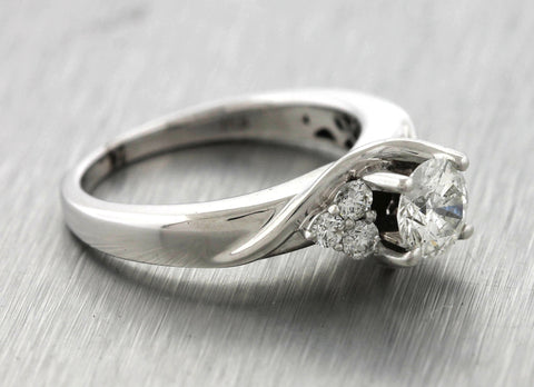 Ladies Vintage Estate 14K White Gold 0.93ctw Diamond Engagement Ring