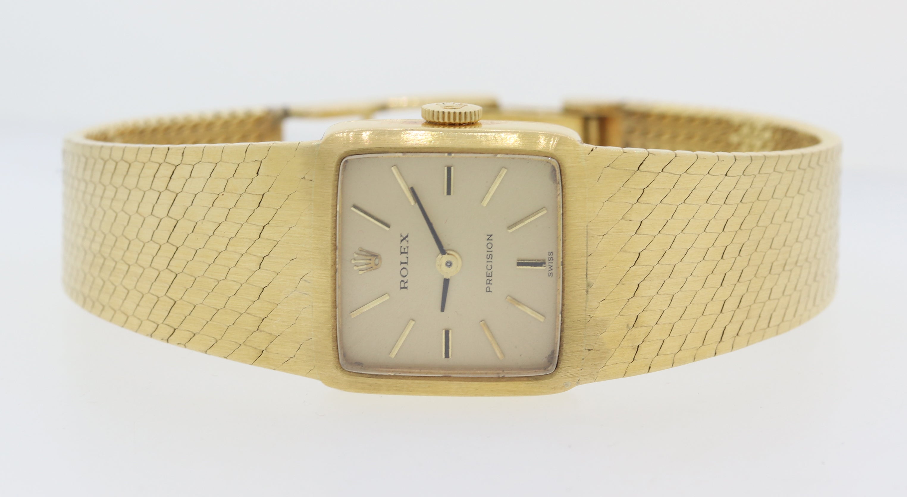 VTG Ladies Rolex 18k Solid Yellow Gold Precision 1400 Stick Manual Wind Watch A8