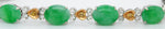 Vintage 7.50ctw Jade & Diamond Cocktail Bracelet in 18k White Gold - 6.75"
