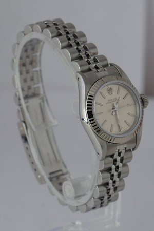 Ladies Rolex Oyster Perpetual 24mm Silver Jubilee Stainless Steel Watch 67194