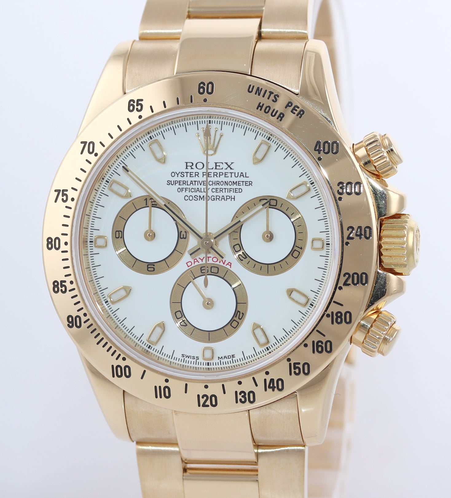 MINT Rolex Daytona 116528 White Dial 18K Yellow Gold 40mm Watch Box