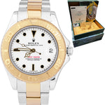 Rolex Yacht-Master Two-Tone Mid-Size 35mm White Gold Stainless Watch 168623 B+P