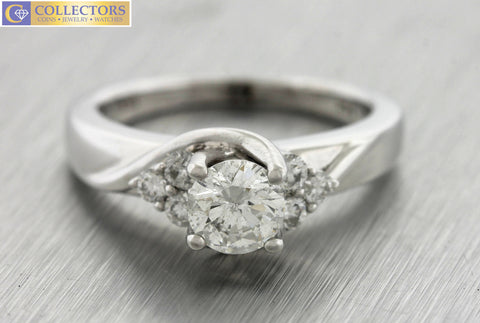 Ladies Vintage Estate 14K White Gold 0.93ctw Diamond Engagement Ring