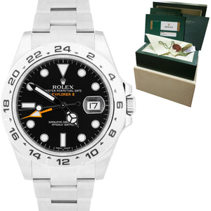 NEW NOS STICKERED 2015 Rolex Explorer II 42mm Black GMT Date Steel Watch 216570