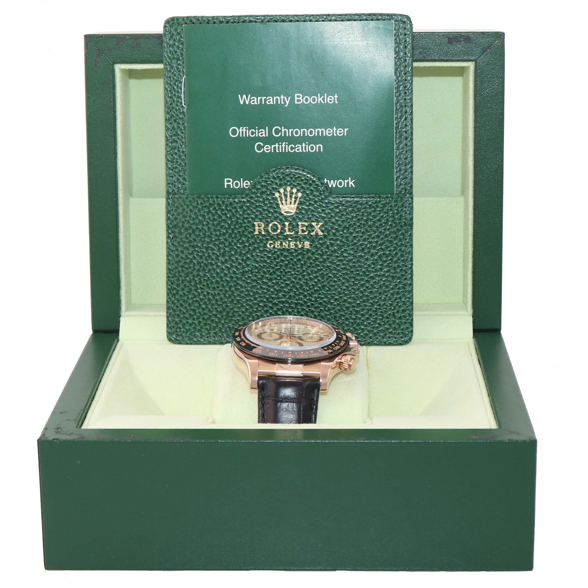 2016 Rolex Daytona Ivory Ceramic 18K Rose Gold 40mm 116515 Watch Leather Box