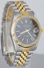 Rolex DateJust 36mm 16233 Black 18K Gold Two-Tone Steel Jubilee Watch FULL SET