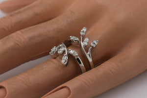 Lovely Ladies 14K White Gold 0.48ctw Diamond Vine Insert Wrap Enhancer Ring