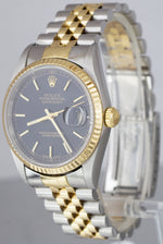 Rolex DateJust 36mm 16233 Black 18K Gold Two-Tone Steel Jubilee Watch FULL SET
