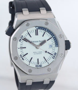 NEW PAPERS Audemars Piguet Royal Oak Offshore Diver WHITE BLUE 15710ST Watch Box