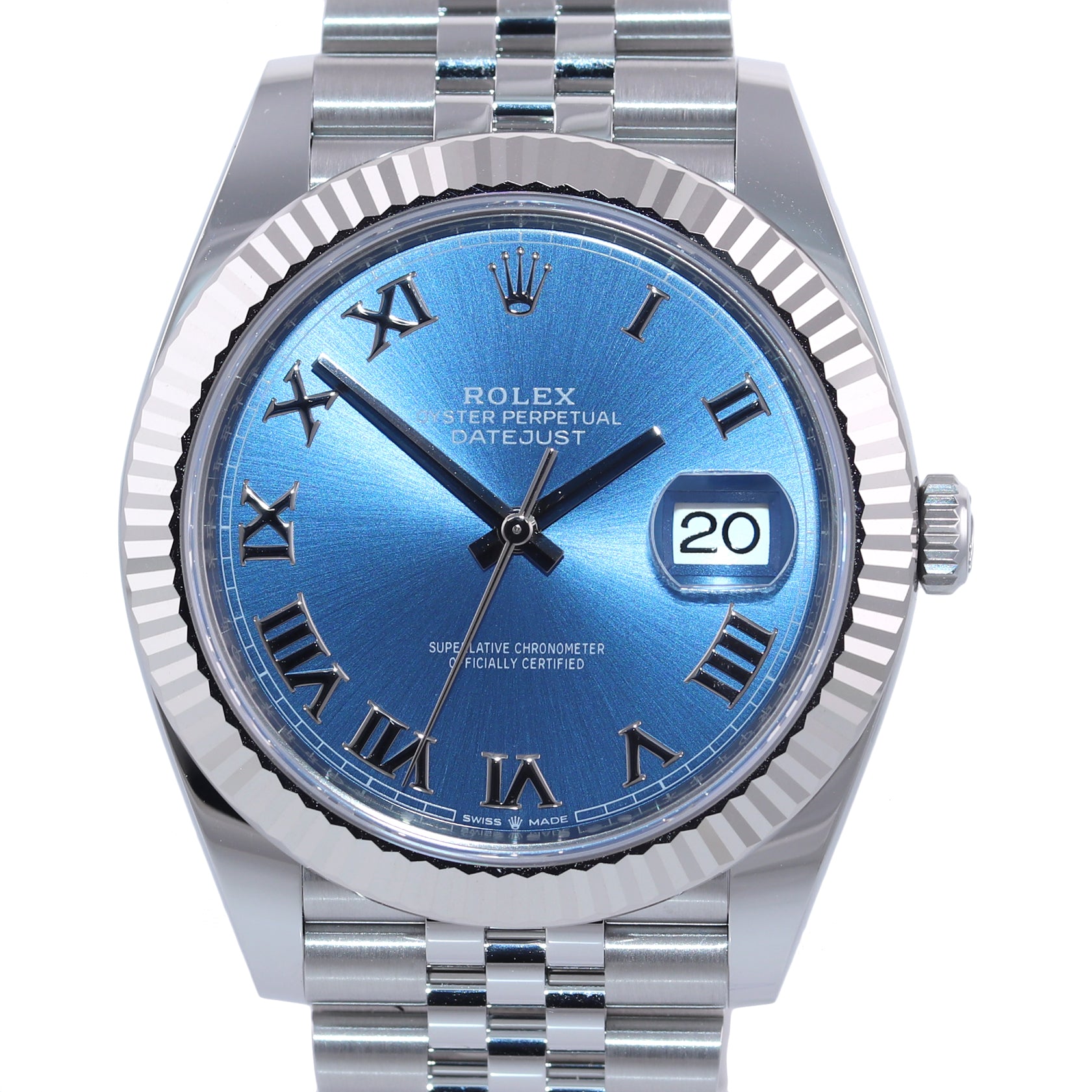 2020 NEW CARD PAPERS Rolex DateJust 41 Blue Roman Jubilee Fluted 126334 Watch