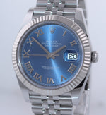 NEW CARD PAPERS Rolex DateJust 41 Azzuro Blue Roman Jubilee Fluted 126334 Watch
